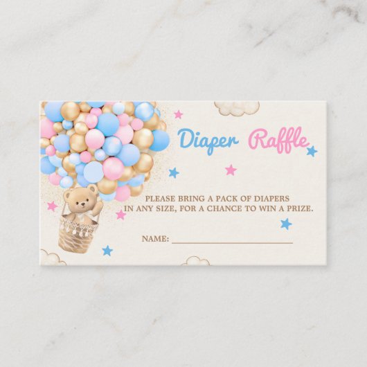 Diaper Raffle Teddy Bären Geschlecht zeigen rosa b Begleitkarte (Vorderseite)