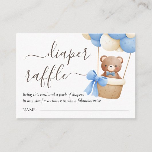 Diaper Raffle | Teddy Bear Balloon Babydusche Begleitkarte (Vorderseite)