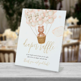 Diaper Raffle Teddy Bear Balloons Babydusche Sockelschild