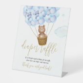 Diaper Raffle Teddy Bear Blue Balloons Babydusche Sockelschild (Vorderseite)