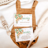 Diaper Raffle Teddy Bear Green Hot Air Ballon Begleitkarte