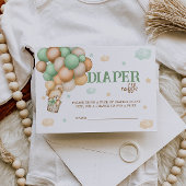 Diaper Raffle Teddy Bear Green Hot Air Ballon Begleitkarte