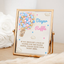 Diaper Raffle Teddy Bear Pink Blue Game-Zeichen Fotodruck