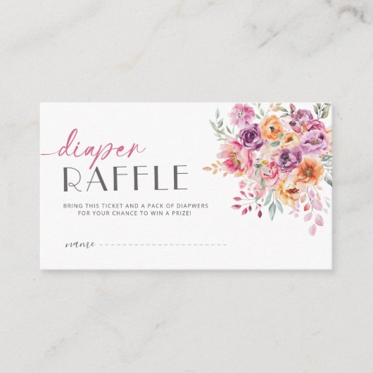 Diaper Raffle Ticket | Baby in Bloom Blush Pink Begleitkarte (Vorderseite)