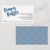 Diaper Raffle Ticket Blue Script Begleitkarte (Vorne/Hinten)
