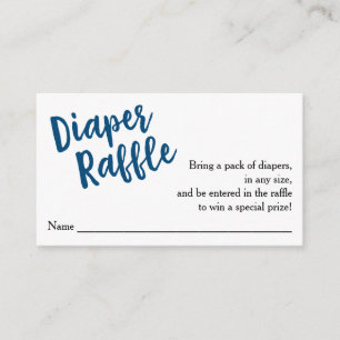 Diaper Raffle Ticket Blue Script Begleitkarte