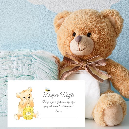 Diaper Raffle Ticket Boy Teddy Bear Honey Bee Bien Begleitkarte