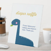 Diaper Raffle Ticket Dinosaur Babydusche Zeichen Sockelschild (In Situ)