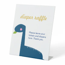 Diaper Raffle Ticket Dinosaur Babydusche Zeichen