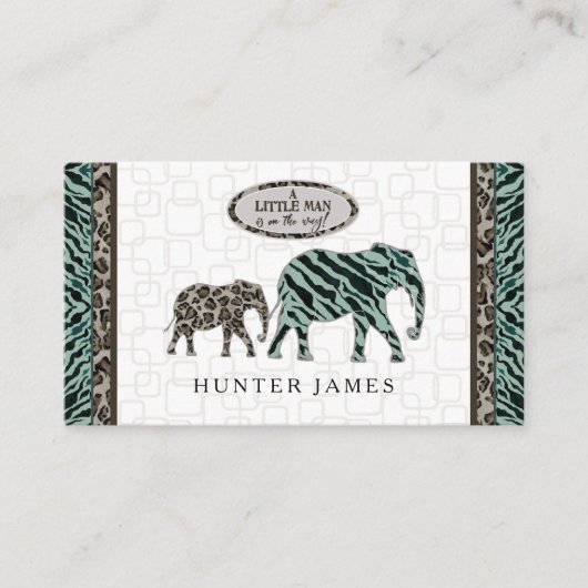 Diaper Raffle Ticket Elephant Safari Baby Dusche Begleitkarte (Vorderseite)