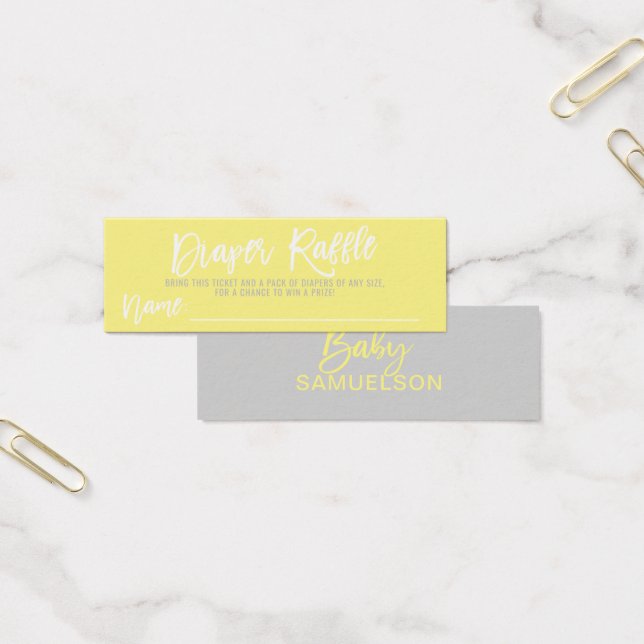 DIAPER RAFFLE Ticket Gelb Graue Babydusche (Büro)