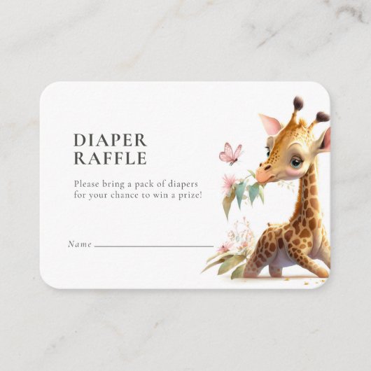 Diaper Raffle Ticket Giraffe Girl Pink Begleitkarte (Vorderseite)