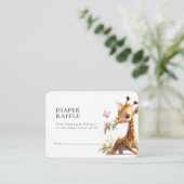 Diaper Raffle Ticket Giraffe Girl Pink Begleitkarte (Stehend Vorderseite)