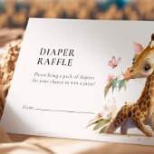 Diaper Raffle Ticket Giraffe Girl Pink Begleitkarte