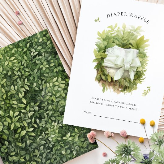 Diaper Raffle Ticket Green Baby Shower Enclosure