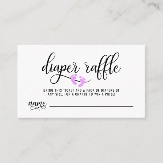 DIAPER RAFFLE Ticket Lavendel Feet Babydusche Begleitkarte (Vorderseite)