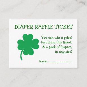 Diaper Raffle Ticket Lucky Kleeblatt Gender Neutra Begleitkarte