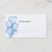 Diaper Raffle Ticket mit Blue Heart Balloons Begleitkarte (Rückseite)