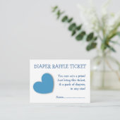 Diaper Raffle Ticket Niedlich Blue Heart for Baby  Begleitkarte (Stehend Vorderseite)