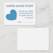 Diaper Raffle Ticket Niedlich Blue Heart for Baby  Begleitkarte (Vorne/Hinten)