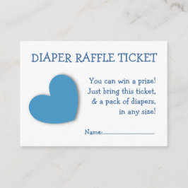 Diaper Raffle Ticket Niedlich Blue Heart for Baby  Begleitkarte
