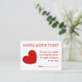 Diaper Raffle Ticket Niedliches Herz Geschlecht Ne Begleitkarte (Stehend Vorderseite)