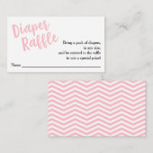 Diaper Raffle Ticket Pink Script Begleitkarte (Vorne/Hinten)