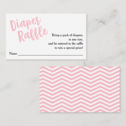 Diaper Raffle Ticket Pink Script Begleitkarte (Vorne/Hinten)