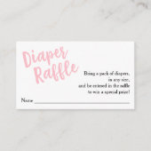 Diaper Raffle Ticket Pink Script Begleitkarte (Vorderseite)