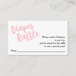 Diaper Raffle Ticket Pink Script Begleitkarte