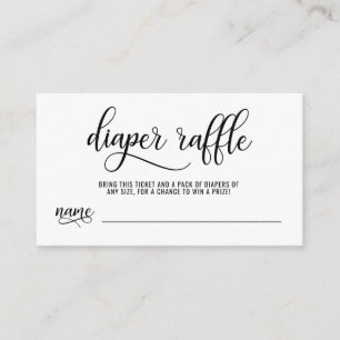 DIAPER RAFFLE Ticket schwarz-weiß Babydusche Begleitkarte
