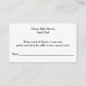 Diaper Raffle Ticket, Schwarzes Skript | Rosegold Begleitkarte (Rückseite)