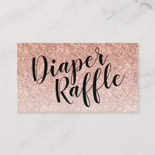 Diaper Raffle Ticket, Schwarzes Skript Rosegold Begleitkarte