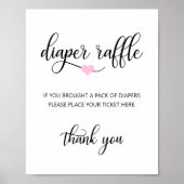 DIAPER RAFFLE Ticket SIGN Schwarz-weiße Babydusche Poster (Vorne)