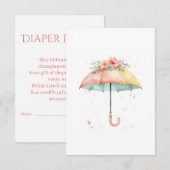 Diaper Raffle Ticket Spring Floral Umbrella Insert (Vorne/Hinten)