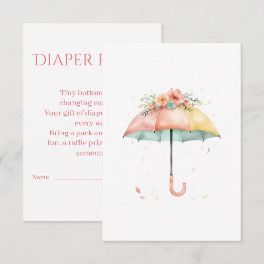 Diaper Raffle Ticket Spring Floral Umbrella Insert (Vorne/Hinten)