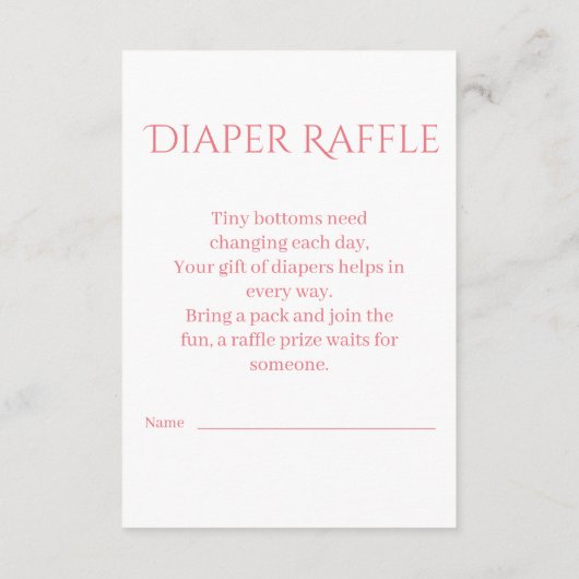 Diaper Raffle Ticket Spring Floral Umbrella Insert (Rückseite)