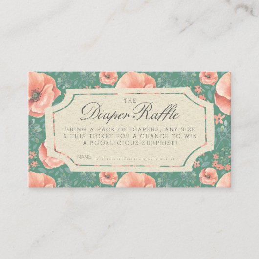 DIAPER RAFFLE TICKET | Storybook Babydusche Begleitkarte (Vorderseite)