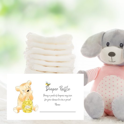 Diaper Raffle Ticket Teddy Bear Honey Bee Biene Begleitkarte