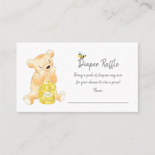 Diaper Raffle Ticket Teddy Bear Honey Bee Biene Begleitkarte (Vorderseite)