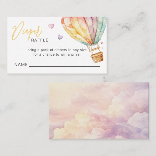 Diaper Raffle Ticket Wasserfarbe Herz Babydusche Begleitkarte (Vorne/Hinten)