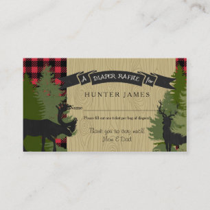 Diaper Raffle Ticket Woodland Deer Antler Baby Boy Begleitkarte