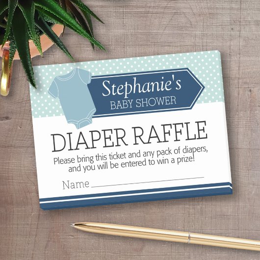 Diaper Raffle Tickets - Baby Shower Game Blue Boy Post-it Klebezettel