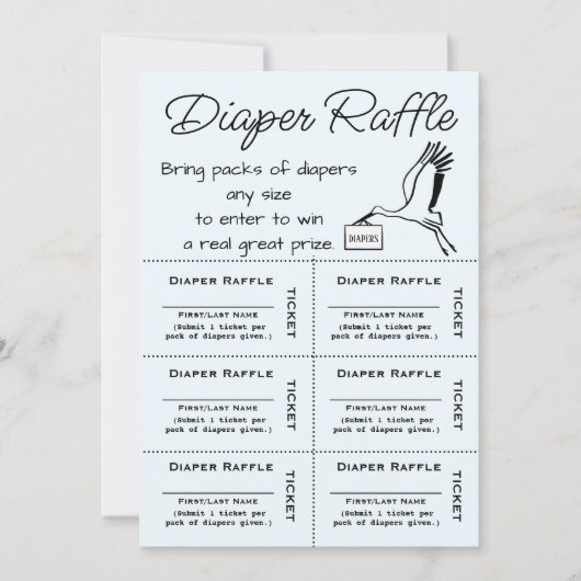 Diaper Raffle Tickets Blue Einladung (Vorderseite)