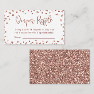 Diaper Raffle Tickets Rose Gold Glitzer Confetti Begleitkarte