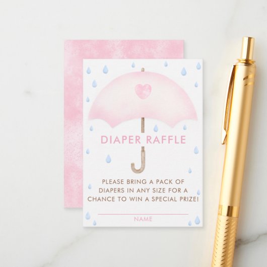 Diaper Raffle Umbrella Baby Dusche Begleitkarte (Vorderseite/Rückseite Beispiel)