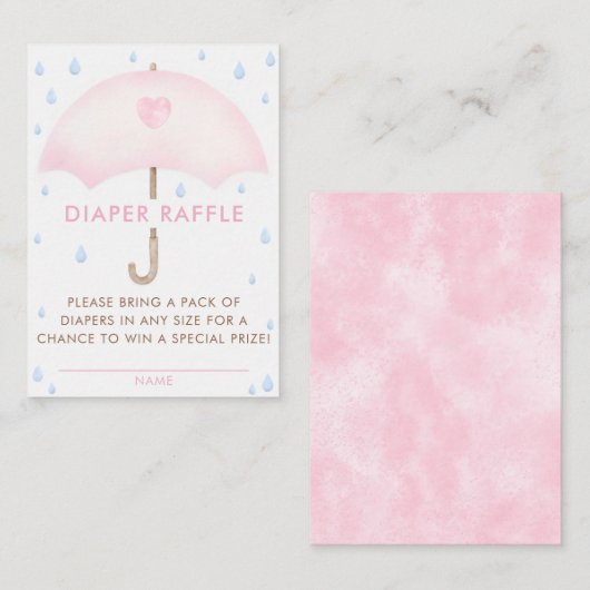 Diaper Raffle Umbrella Baby Dusche Begleitkarte (Vorne/Hinten)
