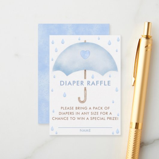 Diaper Raffle Umbrella Baby Dusche Begleitkarte (Vorderseite/Rückseite Beispiel)