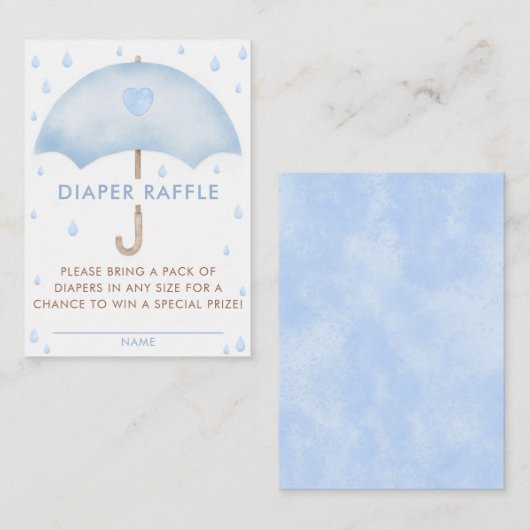 Diaper Raffle Umbrella Baby Dusche Begleitkarte (Vorne/Hinten)
