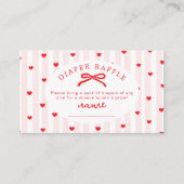 Diaper raffle Valentines Bow heart Baby Shower Begleitkarte (Vorderseite)
